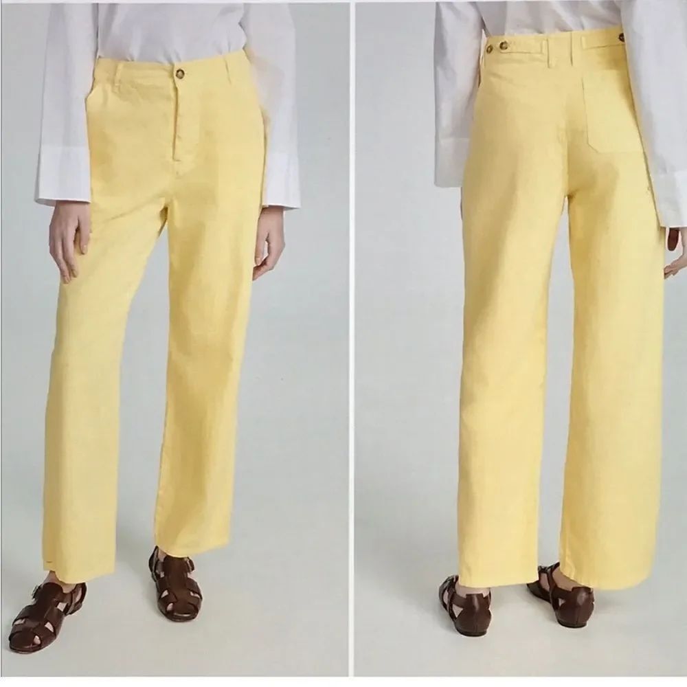 Xirena Baylor Yellow Twill Cotton High Rise Straight Trouser Pants Womens 27